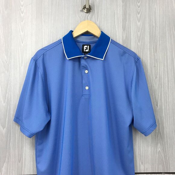 FJ Footjoy Golf Polo Shirt Men's‎ Medium Blue Performance Wicking Stretch - Picture 2 of 10